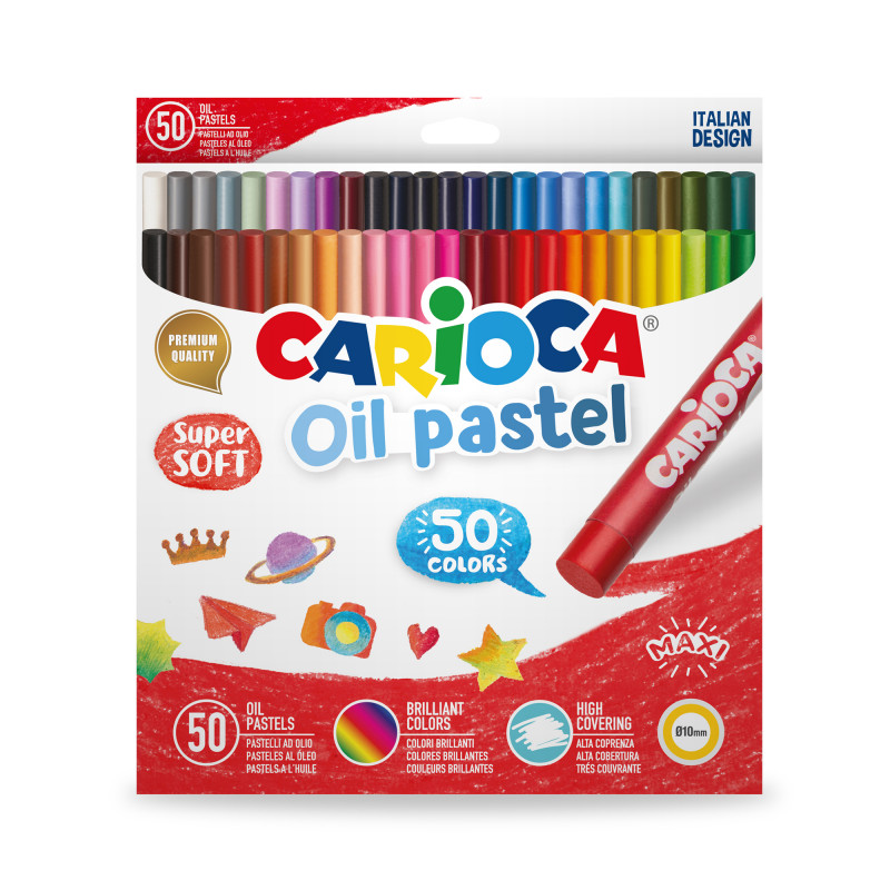 CERAS PASTEL OIL CARIOCA CAJA 50 UNIDADES COLORES SURTIDOS